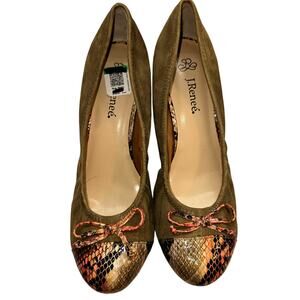 J. Renee 9 Women's Flat Shoes Snakeskin Print Bows Closed Toe